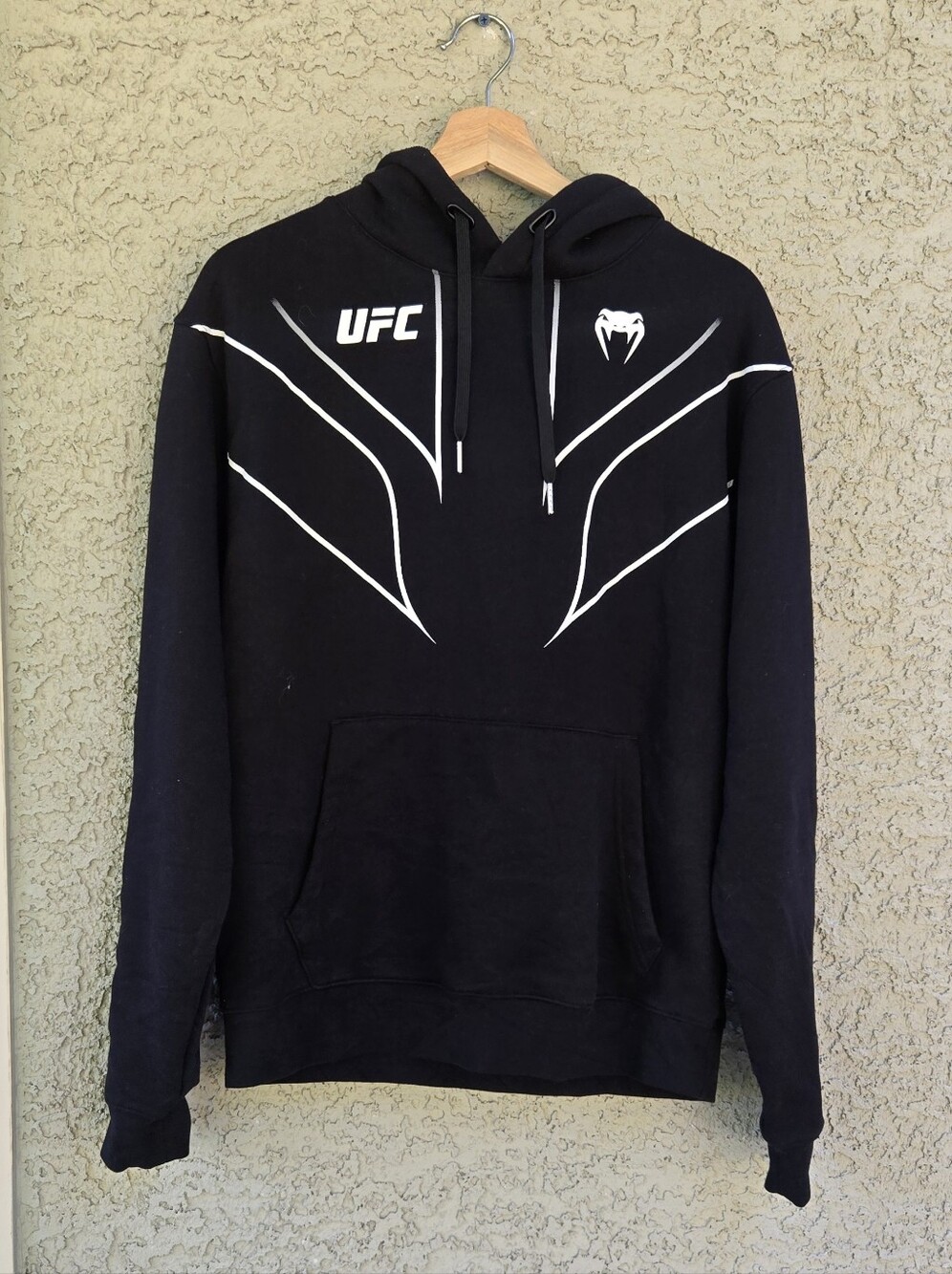 UFC Men's Black Pullover Hoodie with White Accent